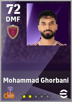 Mohammad Ghorbani — DMF, OVR 72, MAX 72