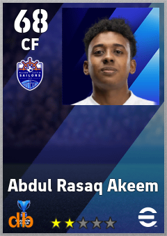 Abdul Rasaq Akeem — CF, OVR 68, MAX 68