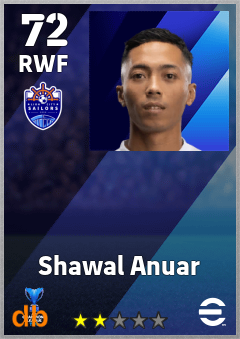 Shawal Anuar — RWF, OVR 72, MAX 72