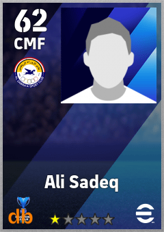 Ali Sadeq — CMF, OVR 62, MAX 62