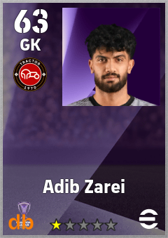 Adib Zarei — GK, OVR 63, MAX 63