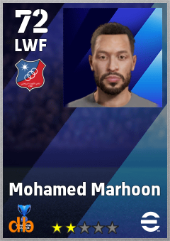 Mohamed Marhoon — LWF, OVR 72, MAX 72
