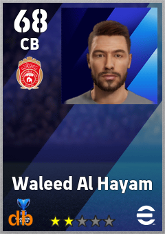 Waleed Al Hayam — CB, OVR 68, MAX 68