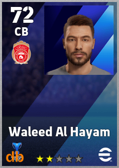 Waleed Al Hayam — CB, OVR 72, MAX 72