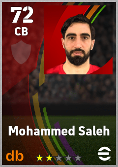 Mohammed Saleh — CB, OVR 72, MAX 72