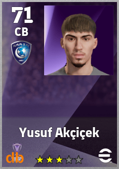Yusuf Akçiçek — CB, OVR 71, MAX 71