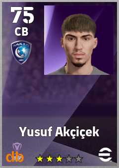 Yusuf Akçiçek — CB, OVR 75, MAX 75