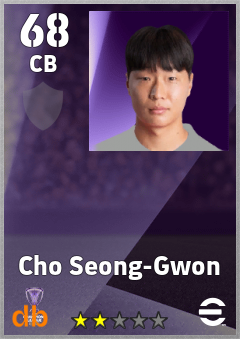 Cho Seong-Gwon — CB, OVR 68, MAX 68