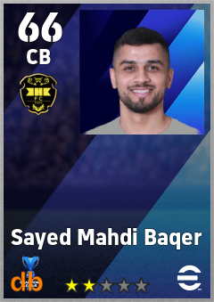Sayed Mahdi Baqer — CB, OVR 66, MAX 66