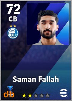 Saman Fallah — CB, OVR 72, MAX 72