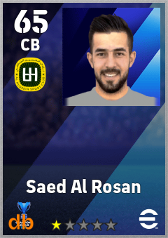 Saed Al Rosan — CB, OVR 65, MAX 65