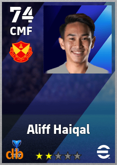 Aliff Haiqal — CMF, OVR 74, MAX 74