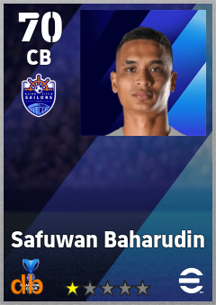 Safuwan Baharudin — CB, OVR 70, MAX 70