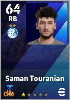 Saman Touranian — RB, OVR 64, MAX 64
