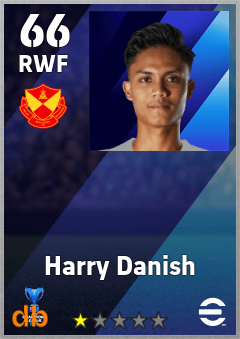 Harry Danish — RWF, OVR 66, MAX 66