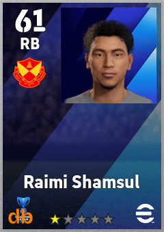 Raimi Shamsul — RB, OVR 61, MAX 61