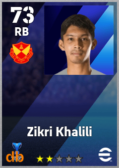 Zikri Khalili — RB, OVR 73, MAX 73