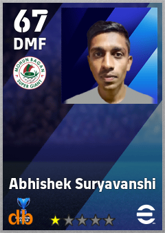 Abhishek Suryavanshi — DMF, OVR 67, MAX 67