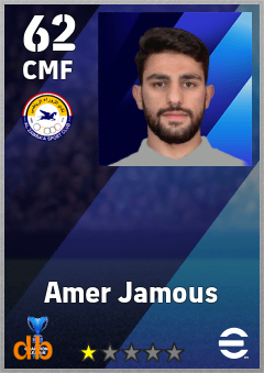 Amer Jamous — CMF, OVR 62, MAX 62