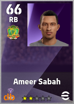 Ameer Sabah — RB, OVR 66, MAX 66