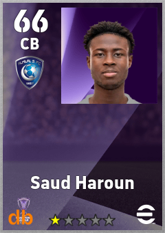 Saud Haroun — CB, OVR 66, MAX 66