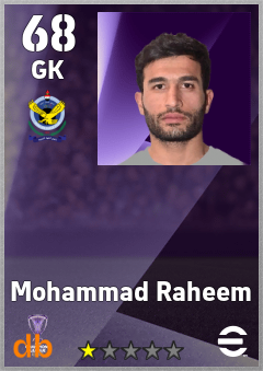 Mohammad Raheem — GK, OVR 68, MAX 68