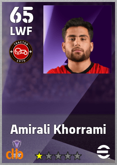 Amirali Khorrami — LWF, OVR 65, MAX 65