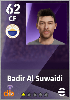 Badir Al Suwaidi — CF, OVR 62, MAX 62
