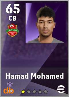 Hamad Mohamed — CB, OVR 65, MAX 65