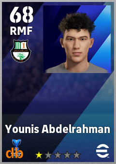 Younis Abdelrahman — RMF, OVR 68, MAX 68