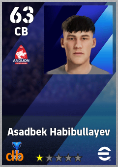 Asadbek Habibullayev — CB, OVR 63, MAX 63