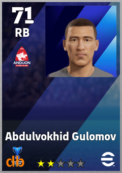 Abdulvokhid Gulomov — RB, OVR 71, MAX 71