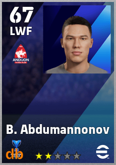 B. Abdumannonov — LWF, OVR 67, MAX 67