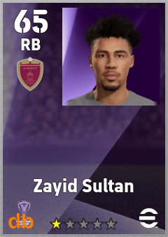 Zayid Sultan — RB, OVR 65, MAX 65