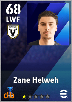 Zane Helweh — LWF, OVR 68, MAX 68