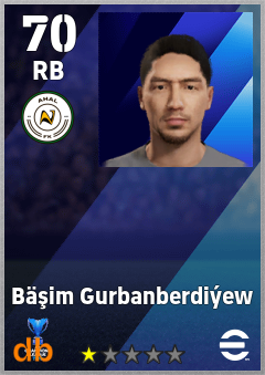 Bäşim Gurbanberdiýew — RB, OVR 70, MAX 70