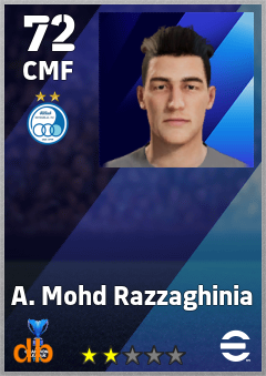 A. Mohd Razzaghinia — CMF, OVR 72, MAX 72