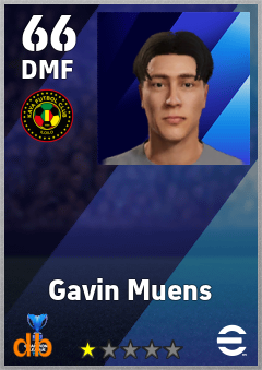 Gavin Muens — DMF, OVR 66, MAX 66