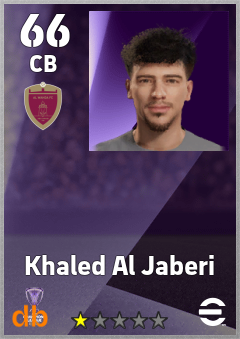 Khaled Al Jaberi — CB, OVR 66, MAX 66