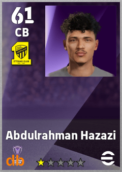 Abdulrahman Hazazi — CB, OVR 61, MAX 61
