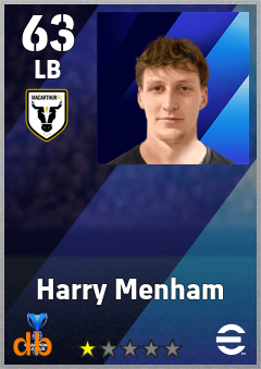 Harry Menham — LB, OVR 63, MAX 63