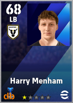 Harry Menham — LB, OVR 68, MAX 68