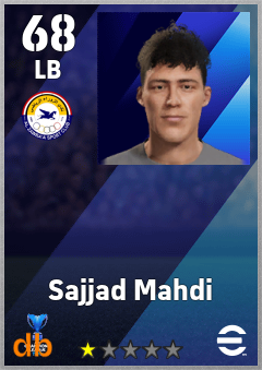 Sajjad Mahdi — LB, OVR 68, MAX 68