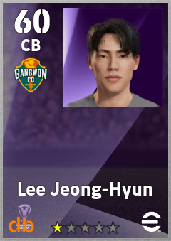 Lee Jeong-Hyun — CB, OVR 60, MAX 60