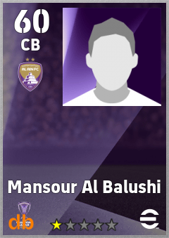 Mansour Al Balushi — CB, OVR 60, MAX 60