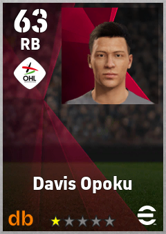 Davis Opoku — RB, OVR 63, MAX 63