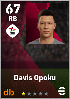 Davis Opoku — RB, OVR 67, MAX 67