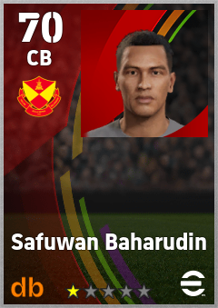 Safuwan Baharudin — CB, OVR 70, MAX 70