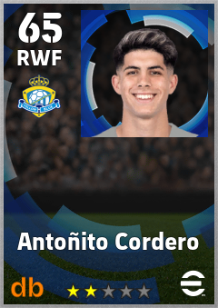 Antoñito Cordero — RWF, OVR 65, MAX 65