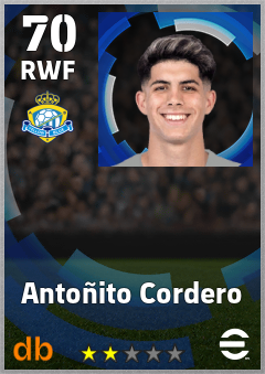 Antoñito Cordero — RWF, OVR 70, MAX 70